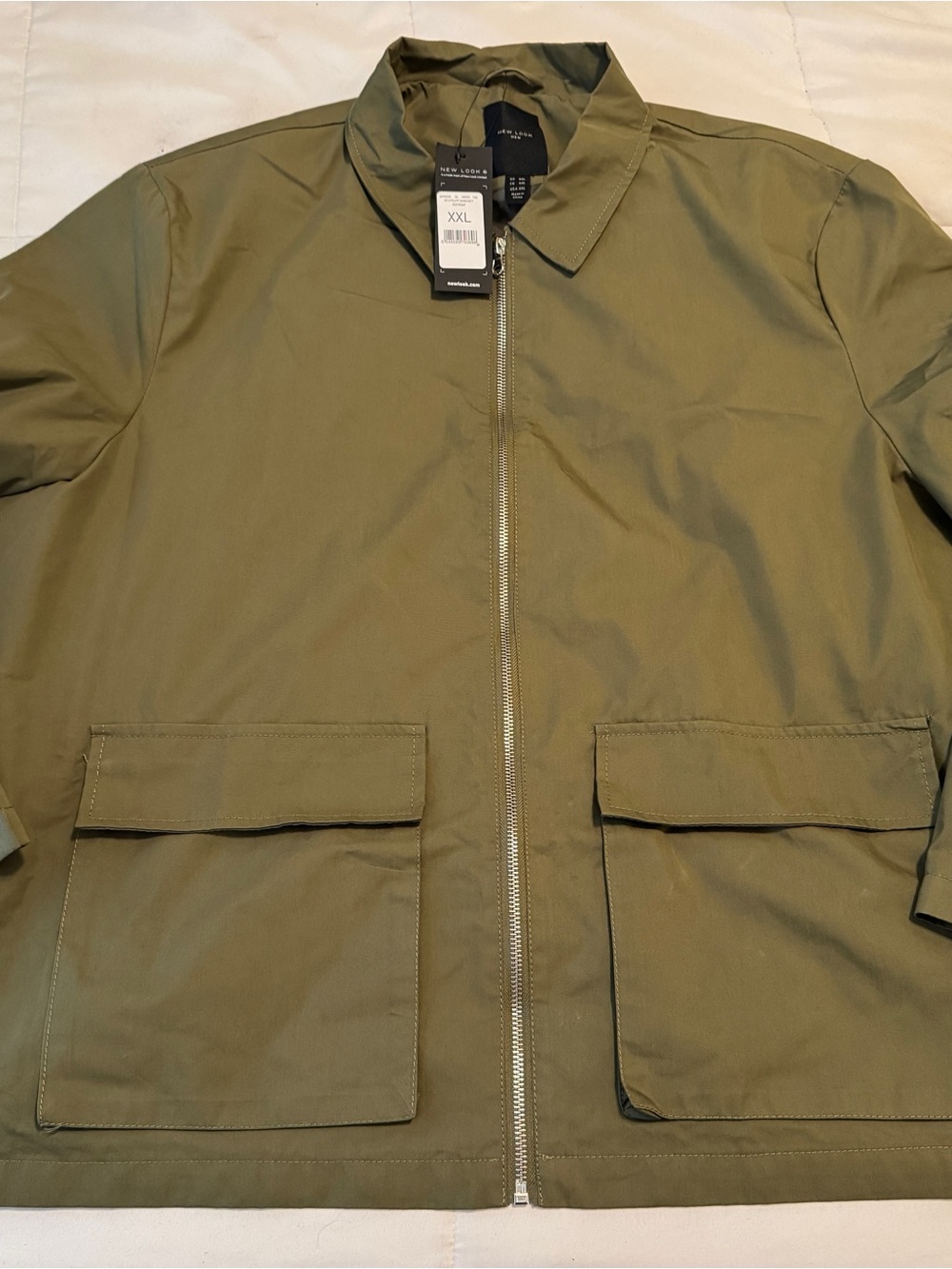Men’s New Look Olive Green Military Zip Jacket- XXL (BRAND NEW)